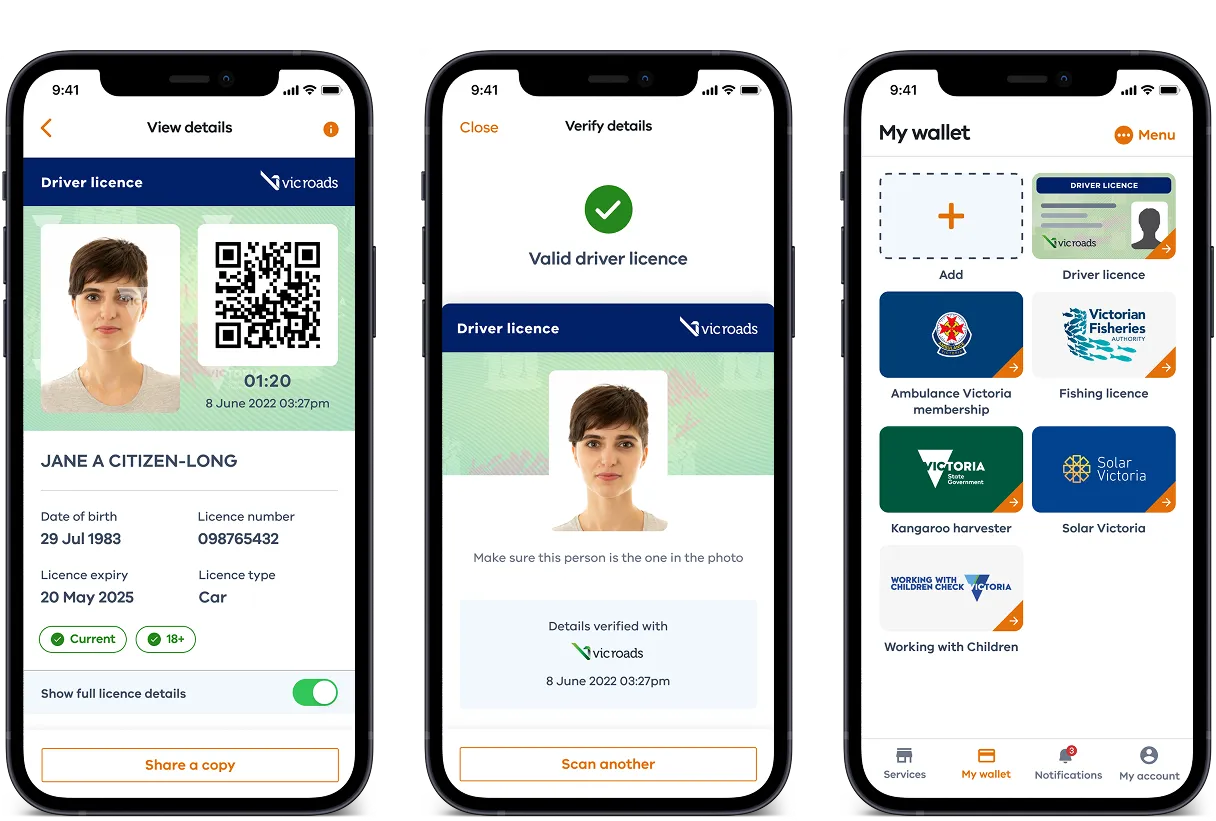 Final outcome screen showing the Digital Driver Licence displayed in the Service Victoria app.